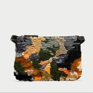 Zara sequins belt bag clutch